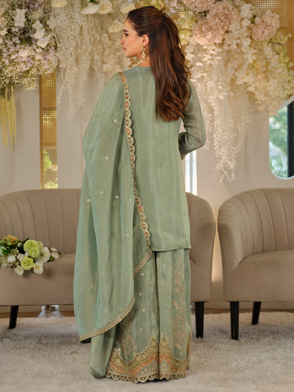 Image of Indo Era Women Kurta Palazzo Dupatta Set