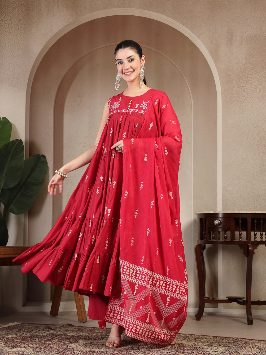 Image of KIMAYRA Women Kurta Palazzo Dupatta Set
