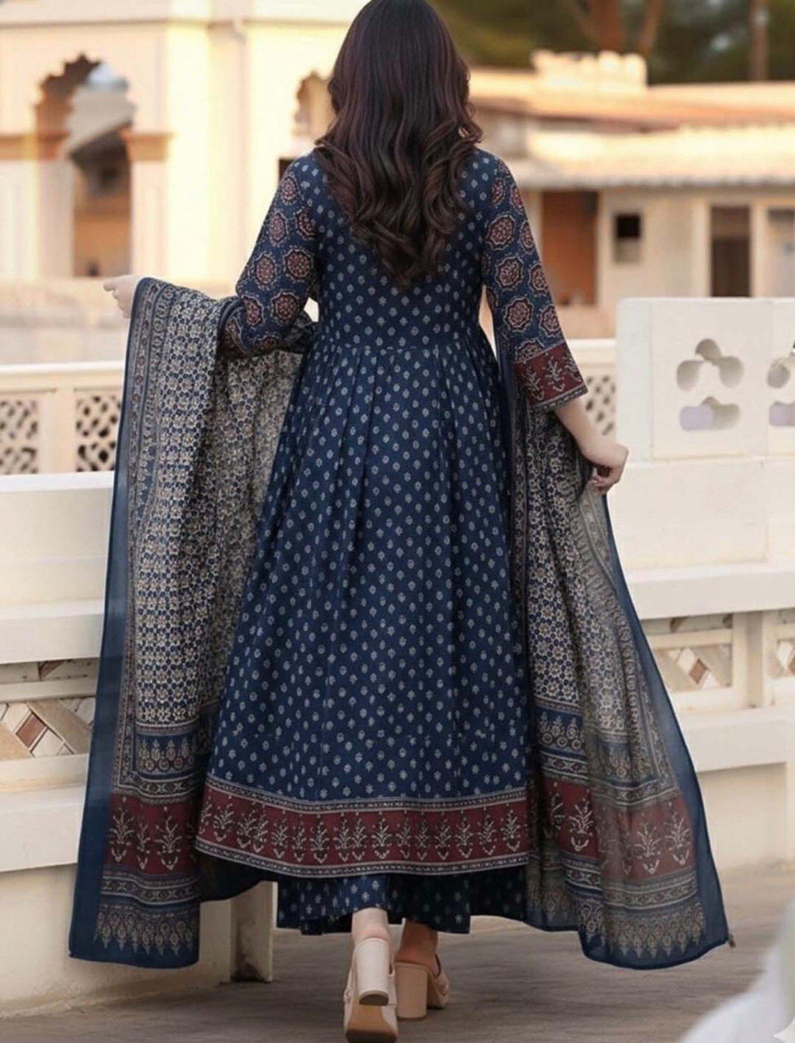 Image of JODAA Women Kurta Palazzo Dupatta Set