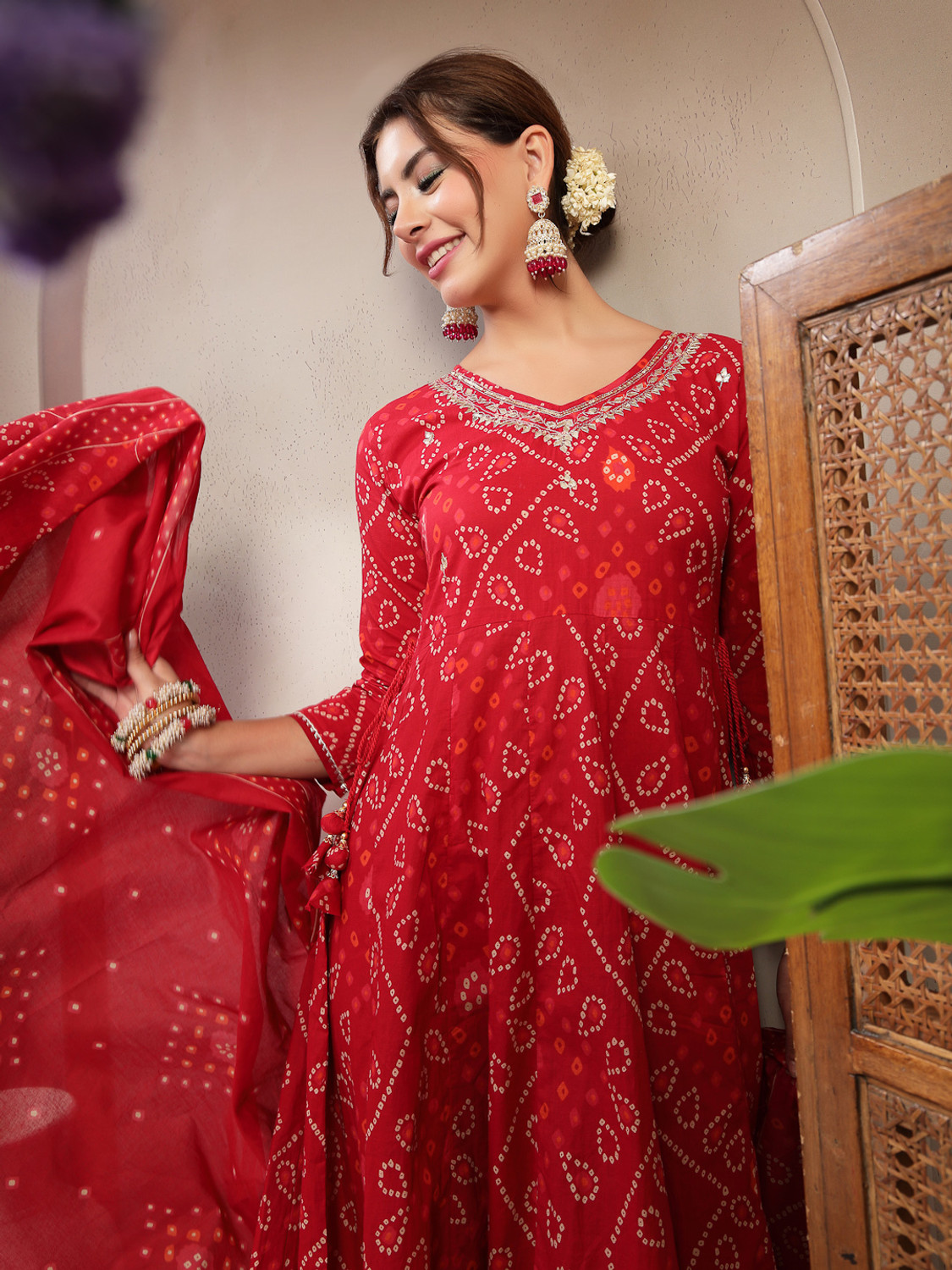 Image of Gulmohar Jaipur Women Kurta Palazzo Dupatta Set