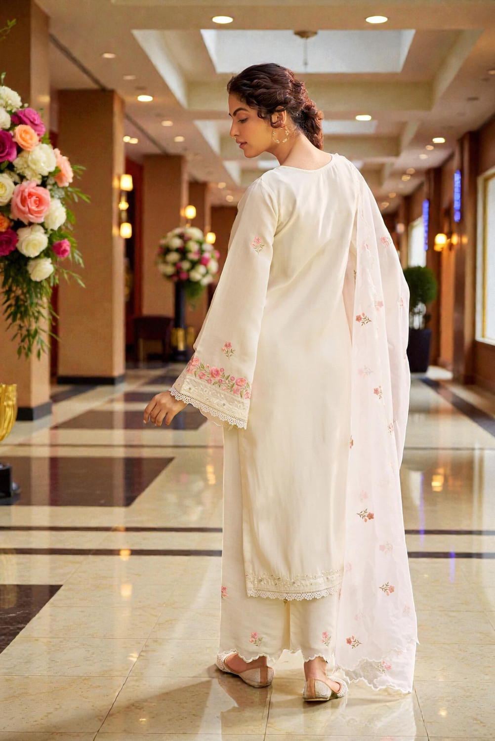 Image of Cartyshop Women Kurta Palazzo Dupatta Set