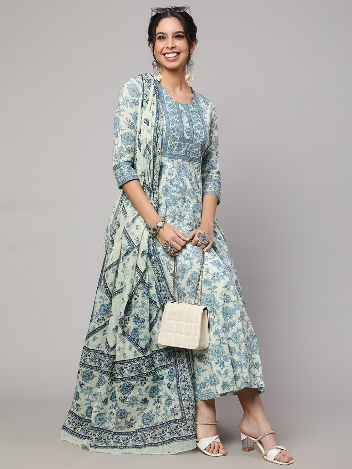 Image of Nishabd Women Kurta Palazzo Dupatta Set