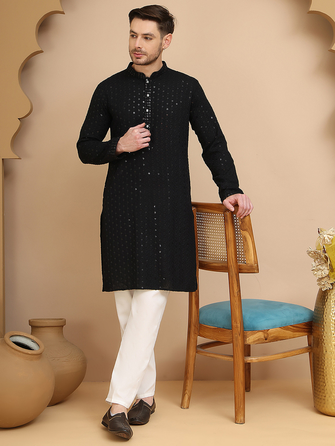Image of Jompers Men Pure Cotton Kurta Pyjama Set