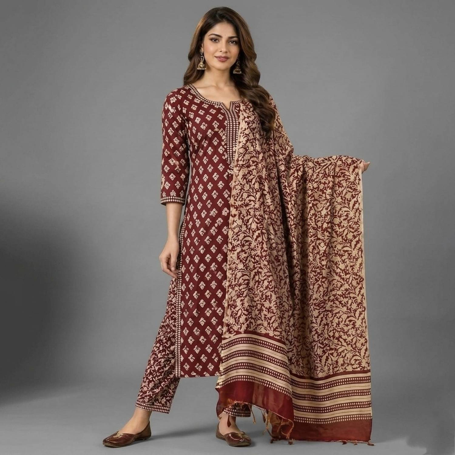 Mastvery Women Kurti Pant Dupatta Set
