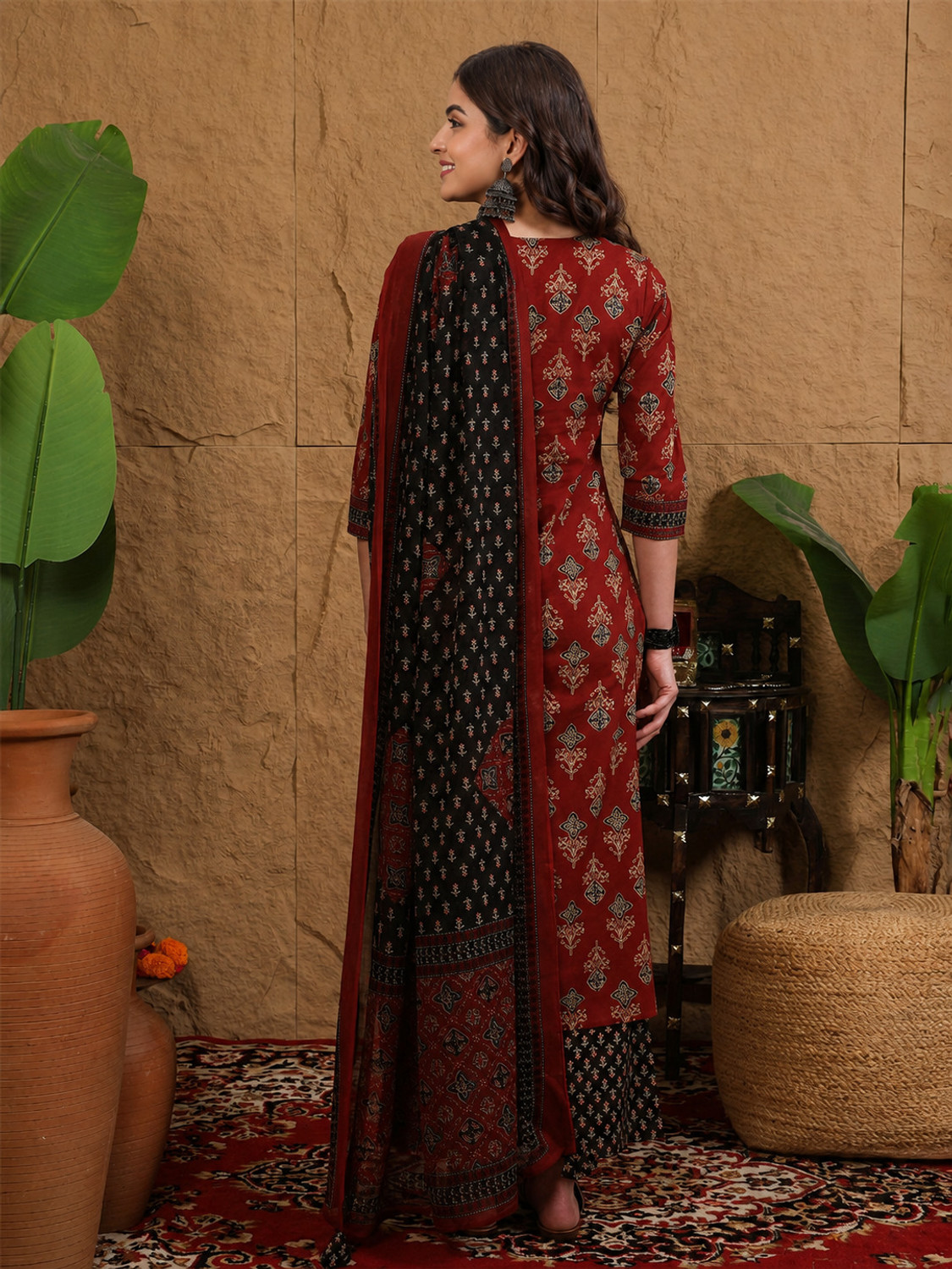 Image of S4K Women Kurta Palazzo Dupatta Set