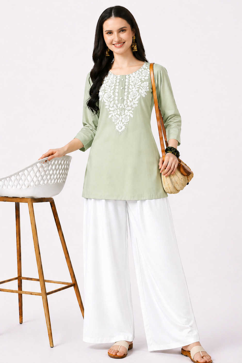 Image of LUGAASI Women Kurti Palazzo Set