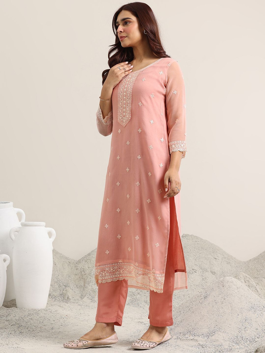 Image of LIBAS Women Kurta Palazzo Dupatta Set