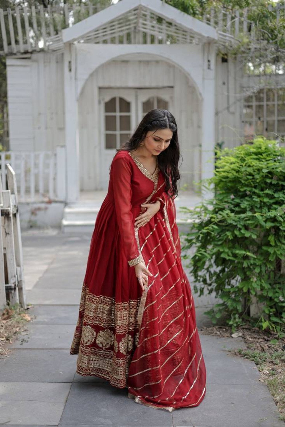 Image of KALINI Women Georgette Kurta Dupatta Set