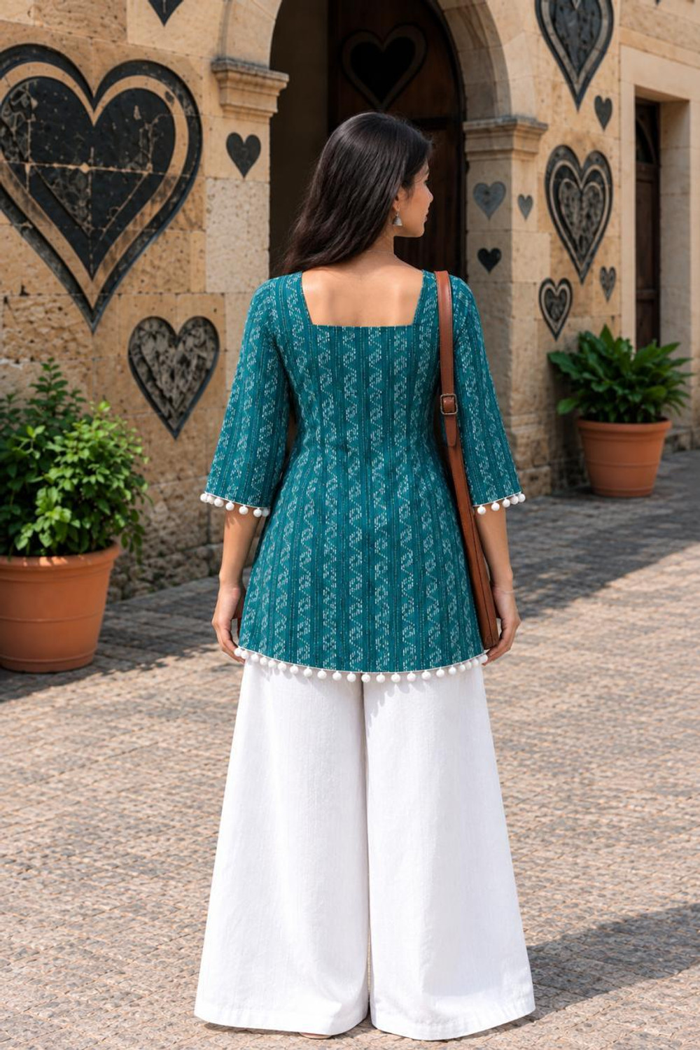 Image of RICF ROYALS INDIA FASHION COLLECTION Women Cotton Blend Kurti Palazzo Set