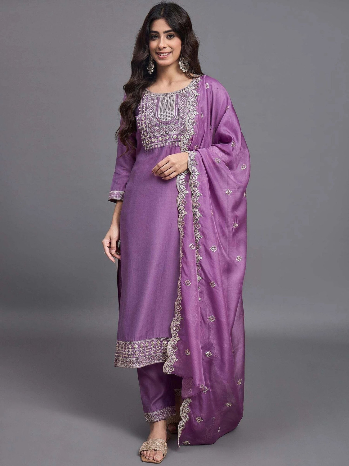 Image of Zinariya Fab Women Kurta Pant Dupatta Set
