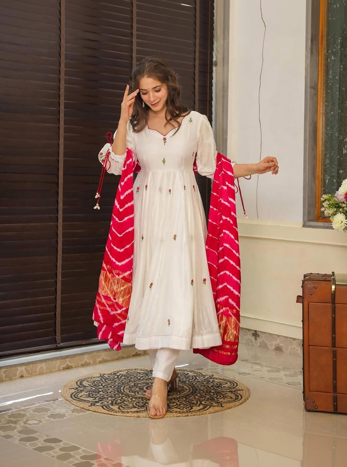 Image of BE IN TEXO FAB Embroidered Kurta, Trouser /Pant & Dupatta Set