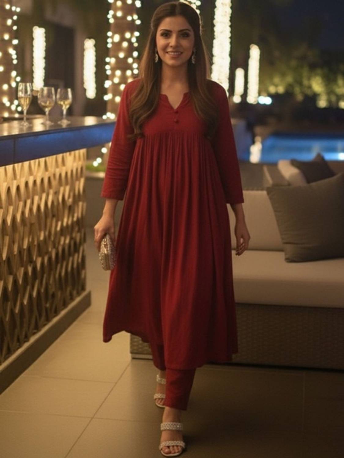 LAHER FASHION Women Kurti Palazzo Set