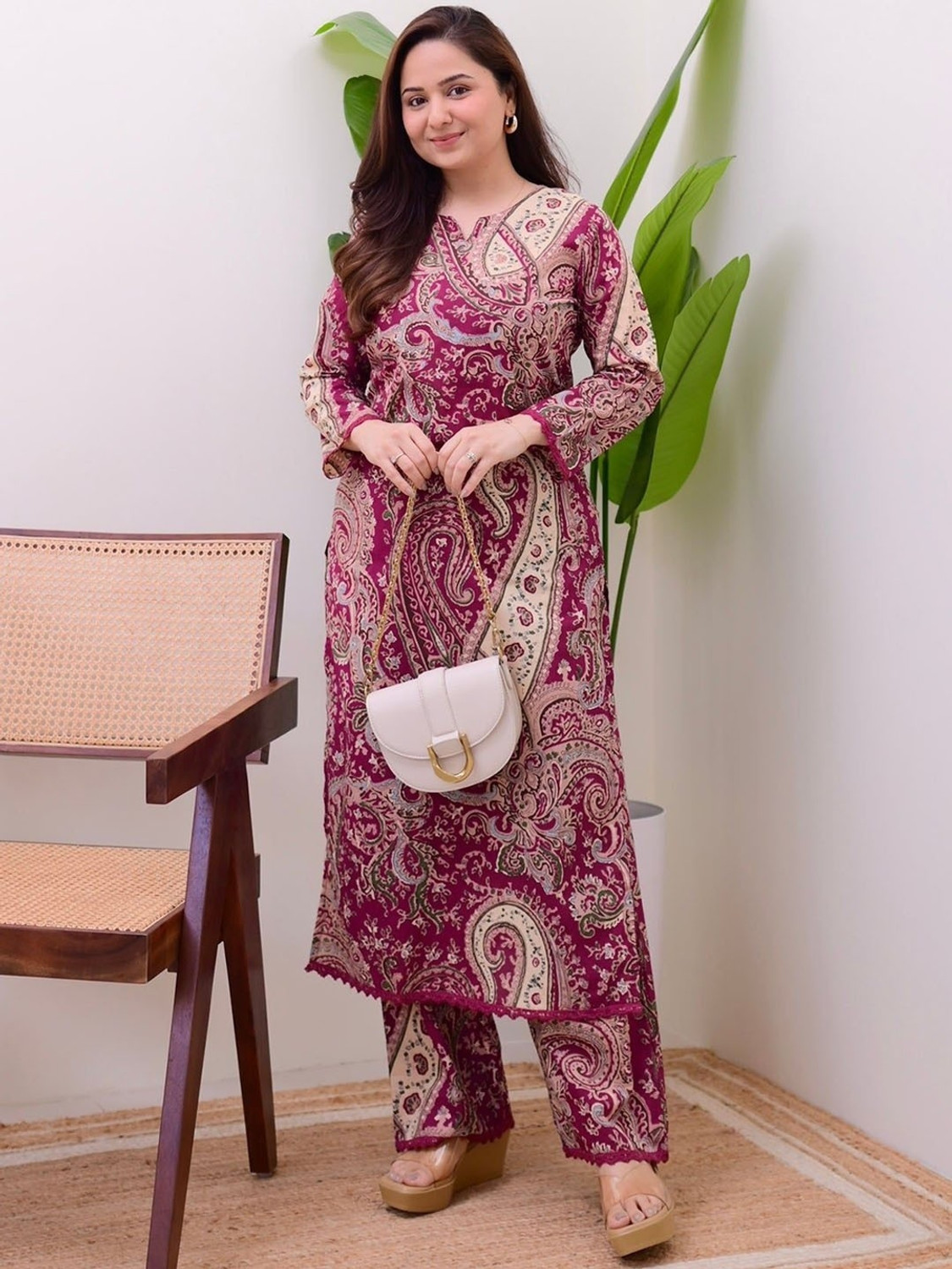 Image of TREADMO Women Kurti Palazzo Set