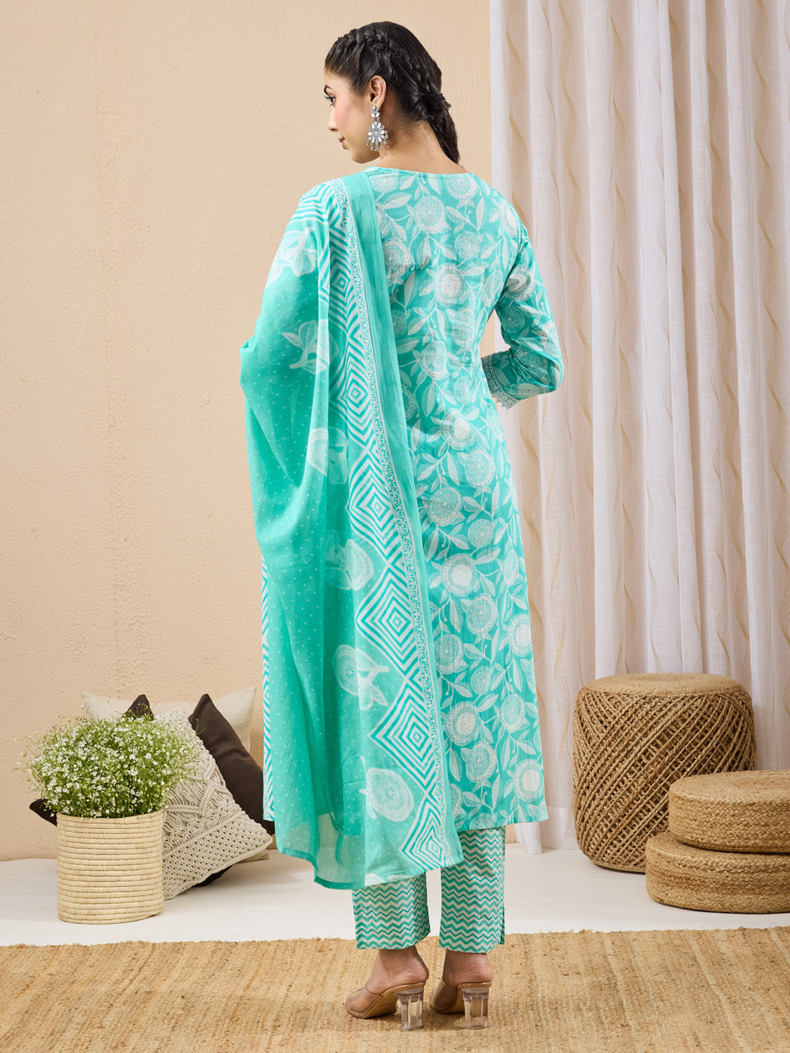 Image of Janasya Women Kurta Pant Dupatta Set