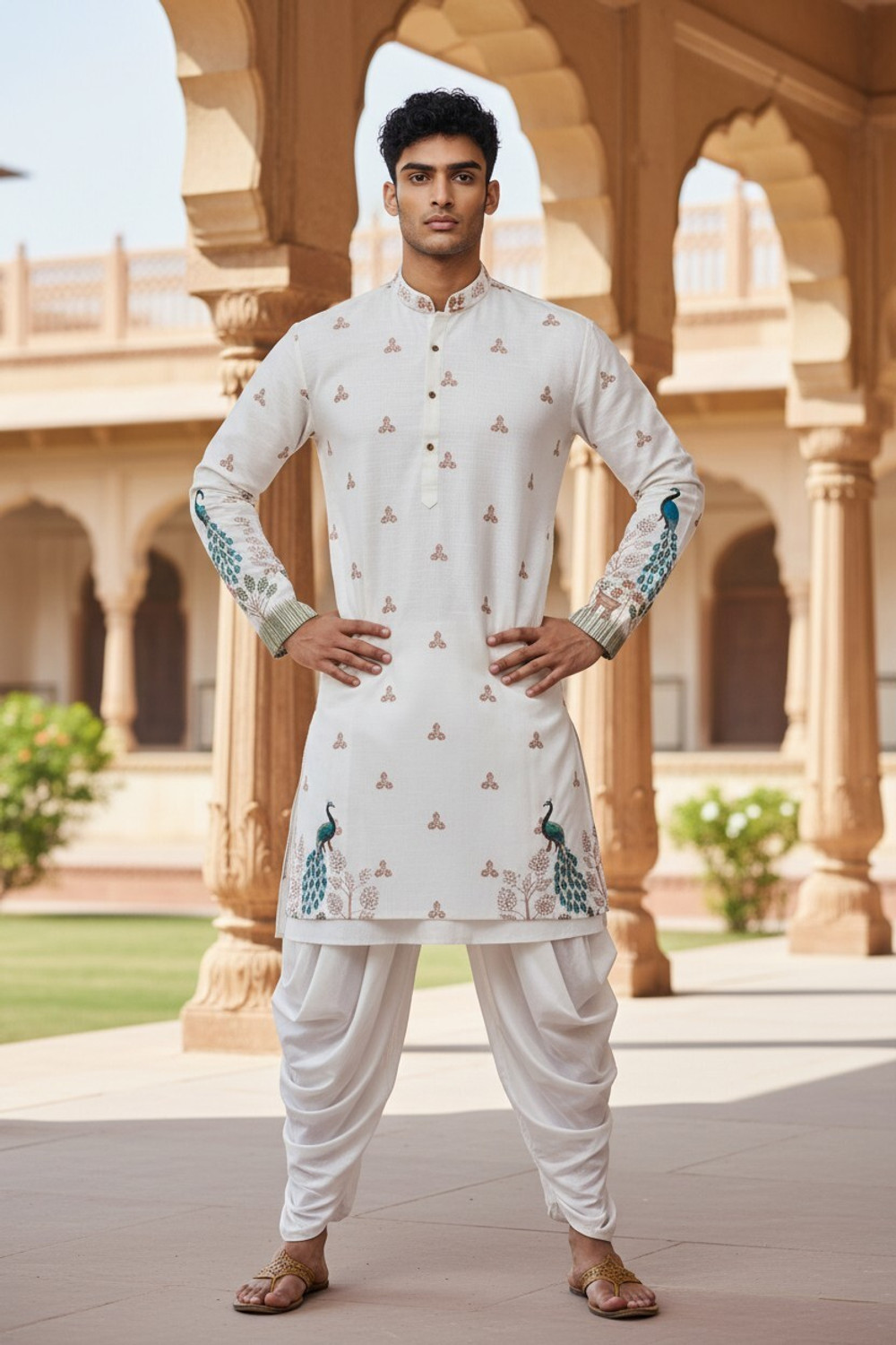 Image of UNIQUE MOMENTS Men Kurta Dhoti Set