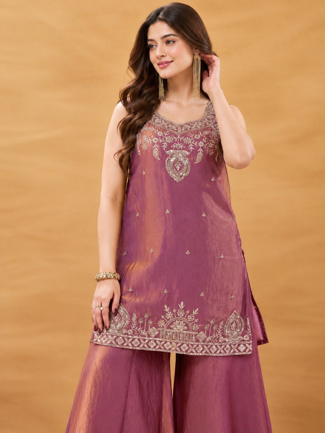 Image of OMICRON FAB Women Kurta Palazzo Dupatta Set
