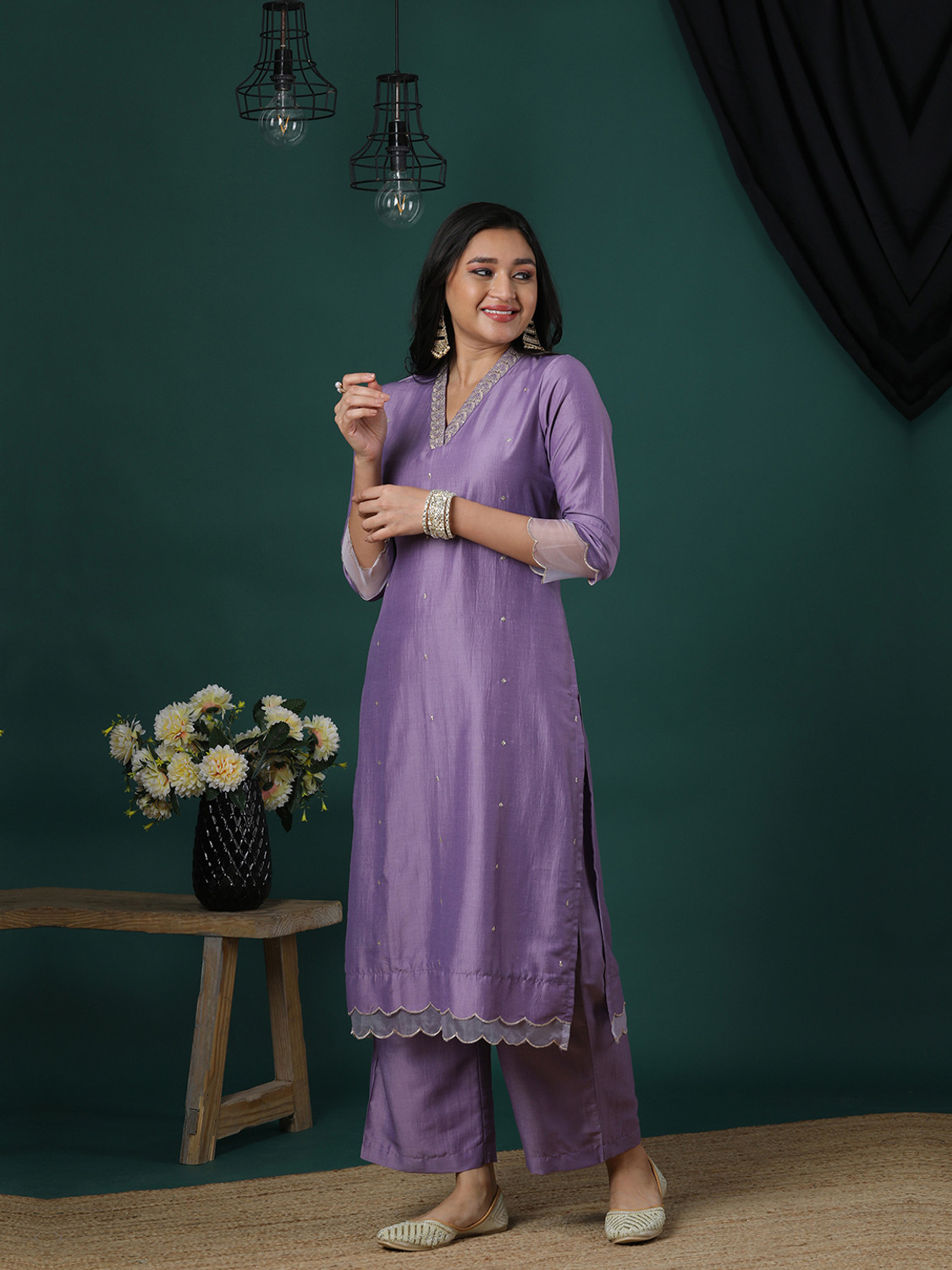 Image of Globus Women Polyester Kurta Pant Set