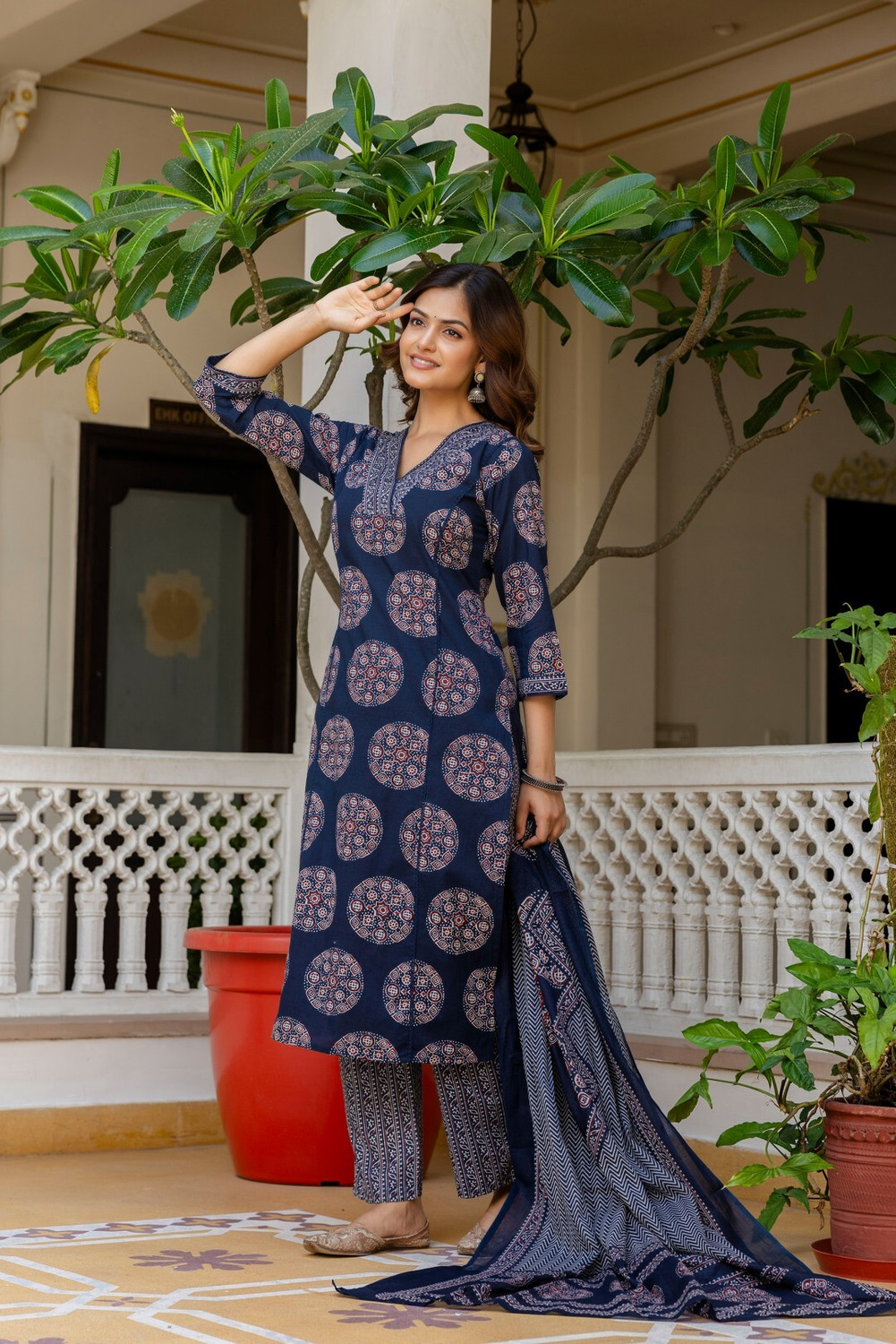 Image of ANOUK Women Kurta Palazzo Dupatta Set