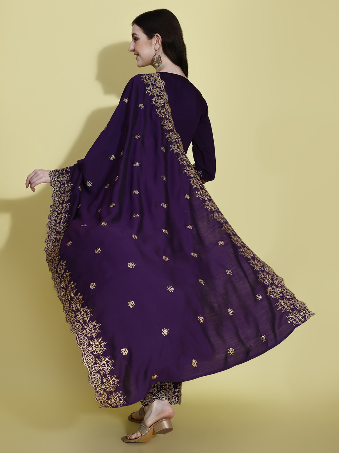 Image of PRATHAM BLUE Women Kurta Palazzo Dupatta Set