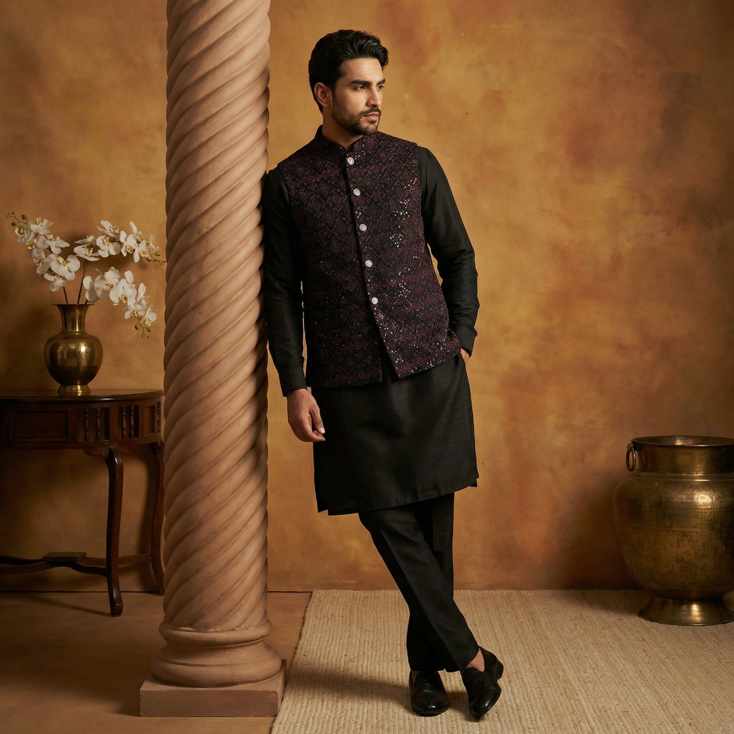 Image of Jompers Men Kurta Pyjama Ethnic Jacket Set