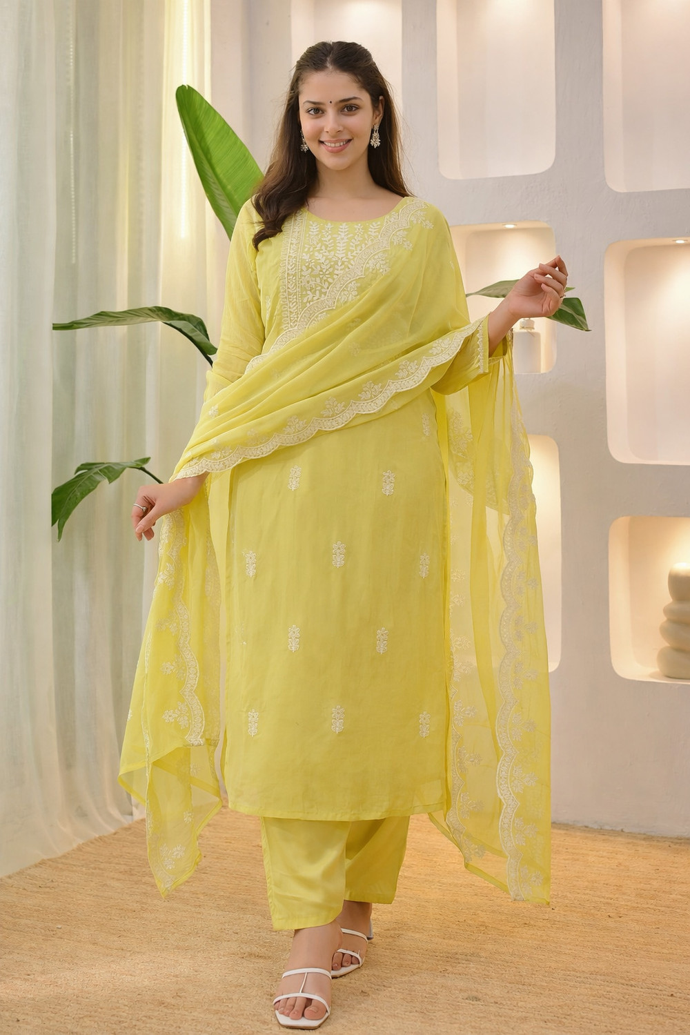 Image of RUTABO Women Kurta Pant Dupatta Set