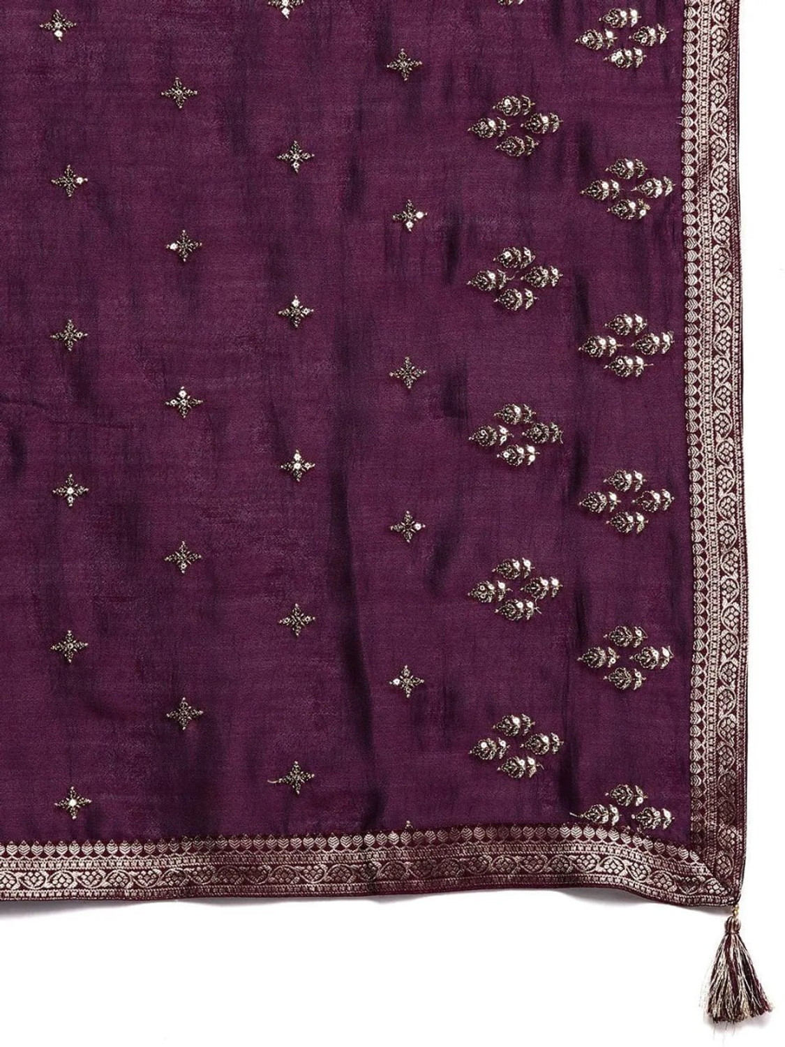 Image of vyomira Embroidered Kurta, Palazzo & Dupatta Set