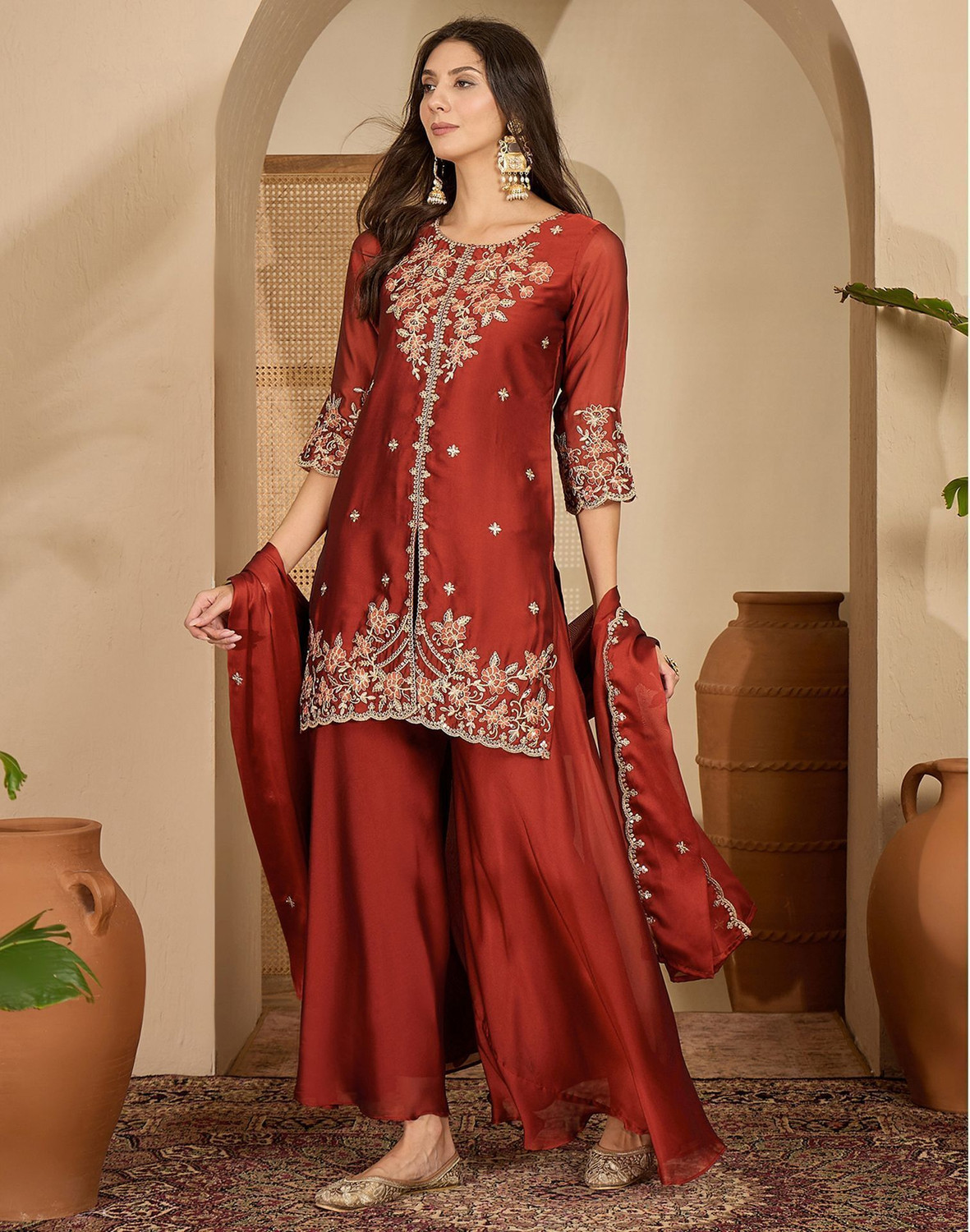 Image of Skylee Women Kurta Sharara Dupatta Set