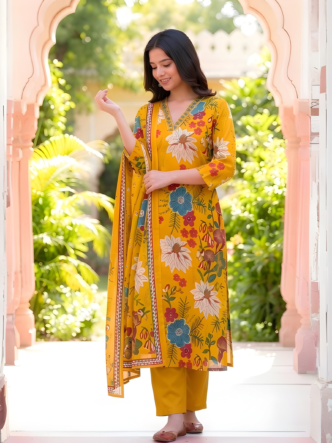 Image of Kiana House Of Fashion Women Kurta Pant Dupatta Set