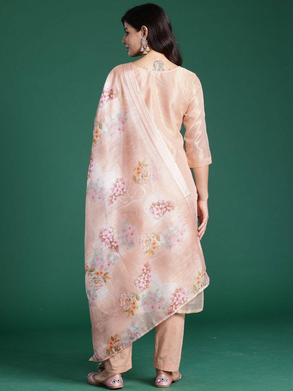 Image of Indo Era Women Pure Cotton Kurta Pant Dupatta Set