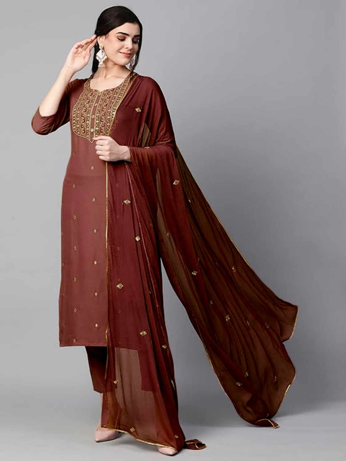 Image of HF HOLYDAY FASHION Women Kurta Pant Dupatta Set