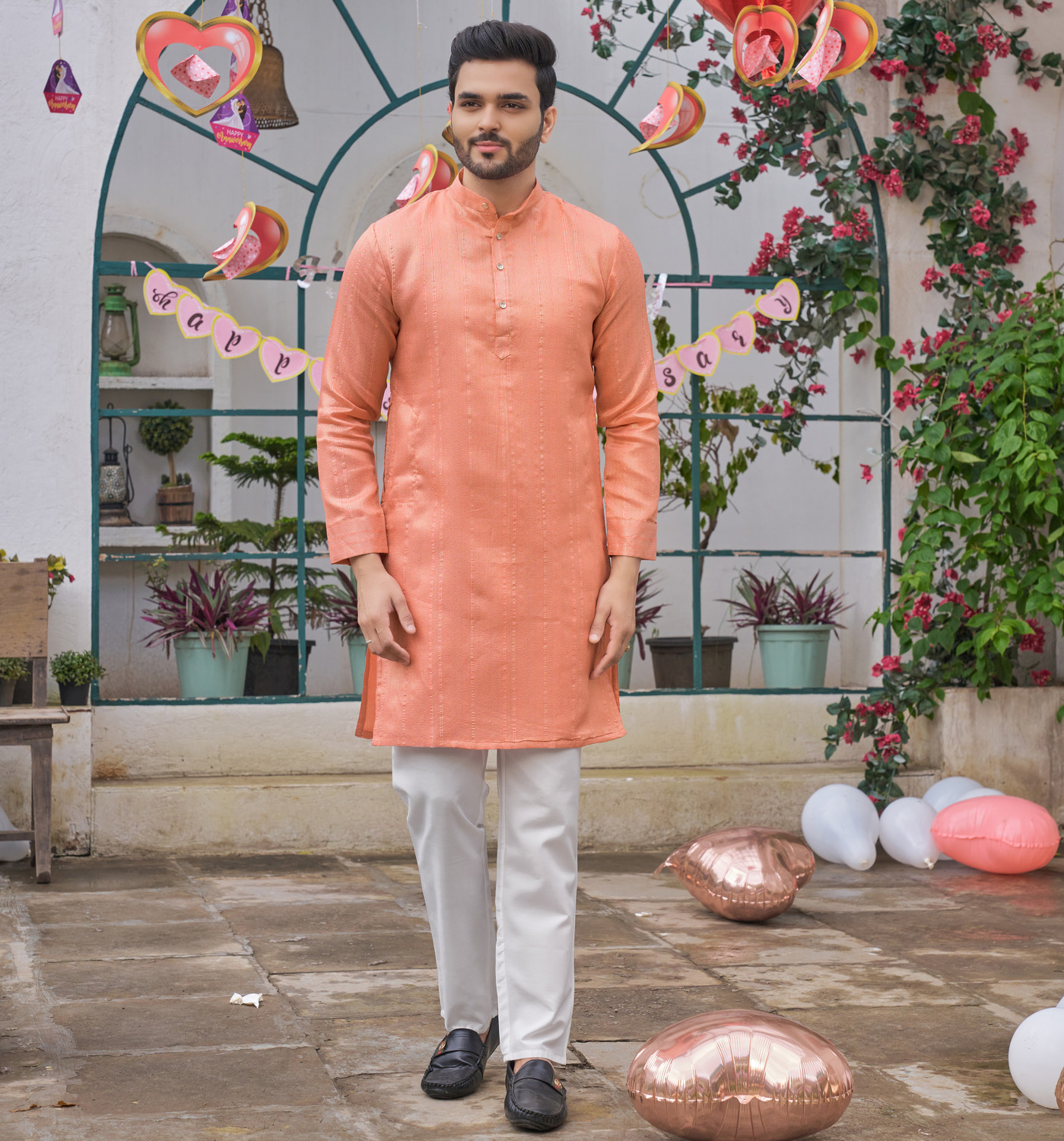 Image of archittam Men Linen Kurta Pyjama Set