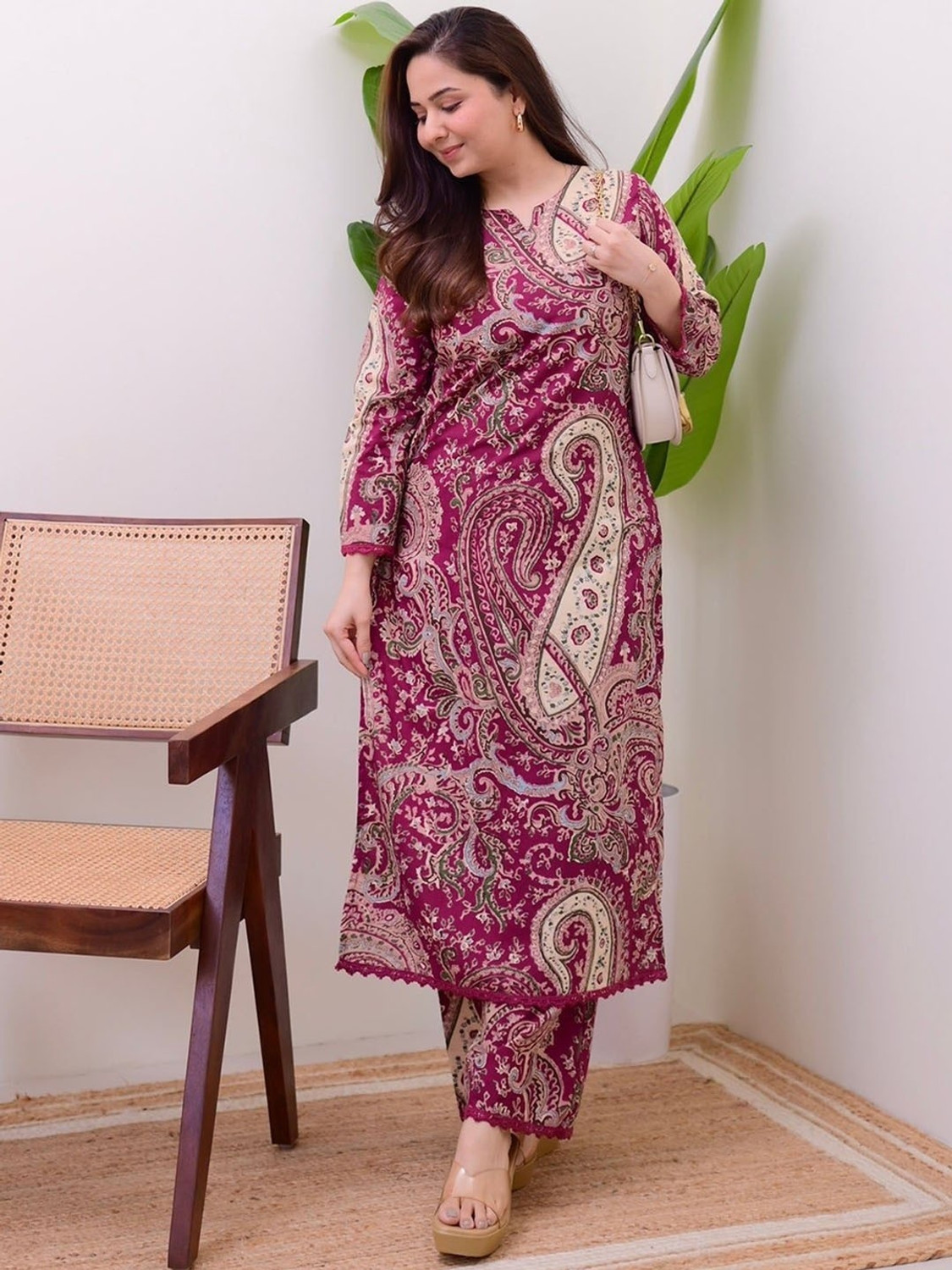 Image of TREADMO Women Kurti Palazzo Set