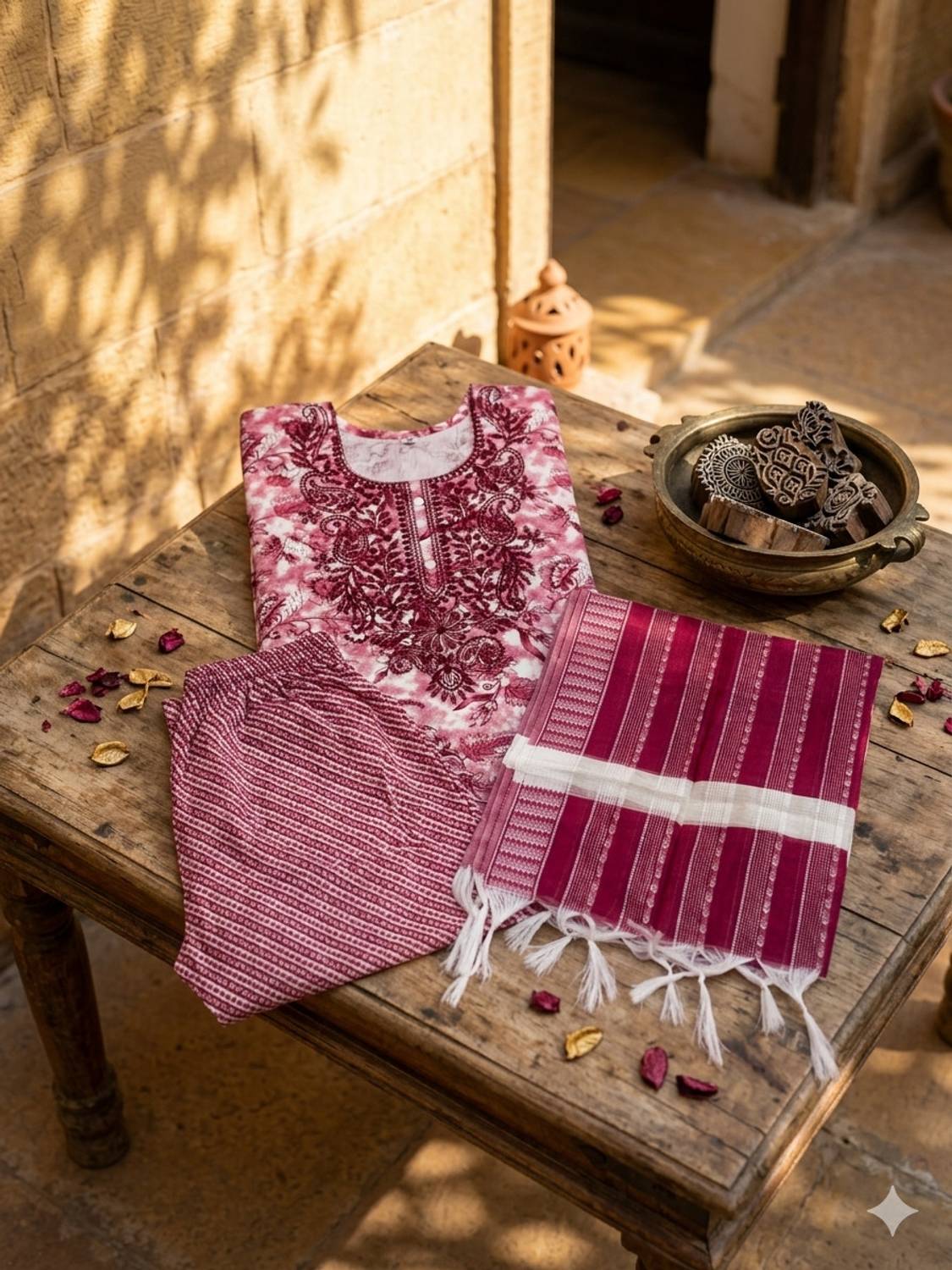 Tikkar Women Kurta Churidar Dupatta Set - Image 3
