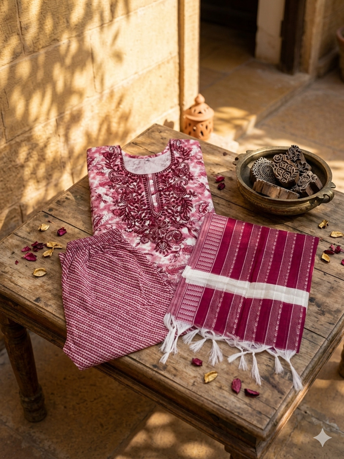 Image of Tikkar Women Kurta Churidar Dupatta Set