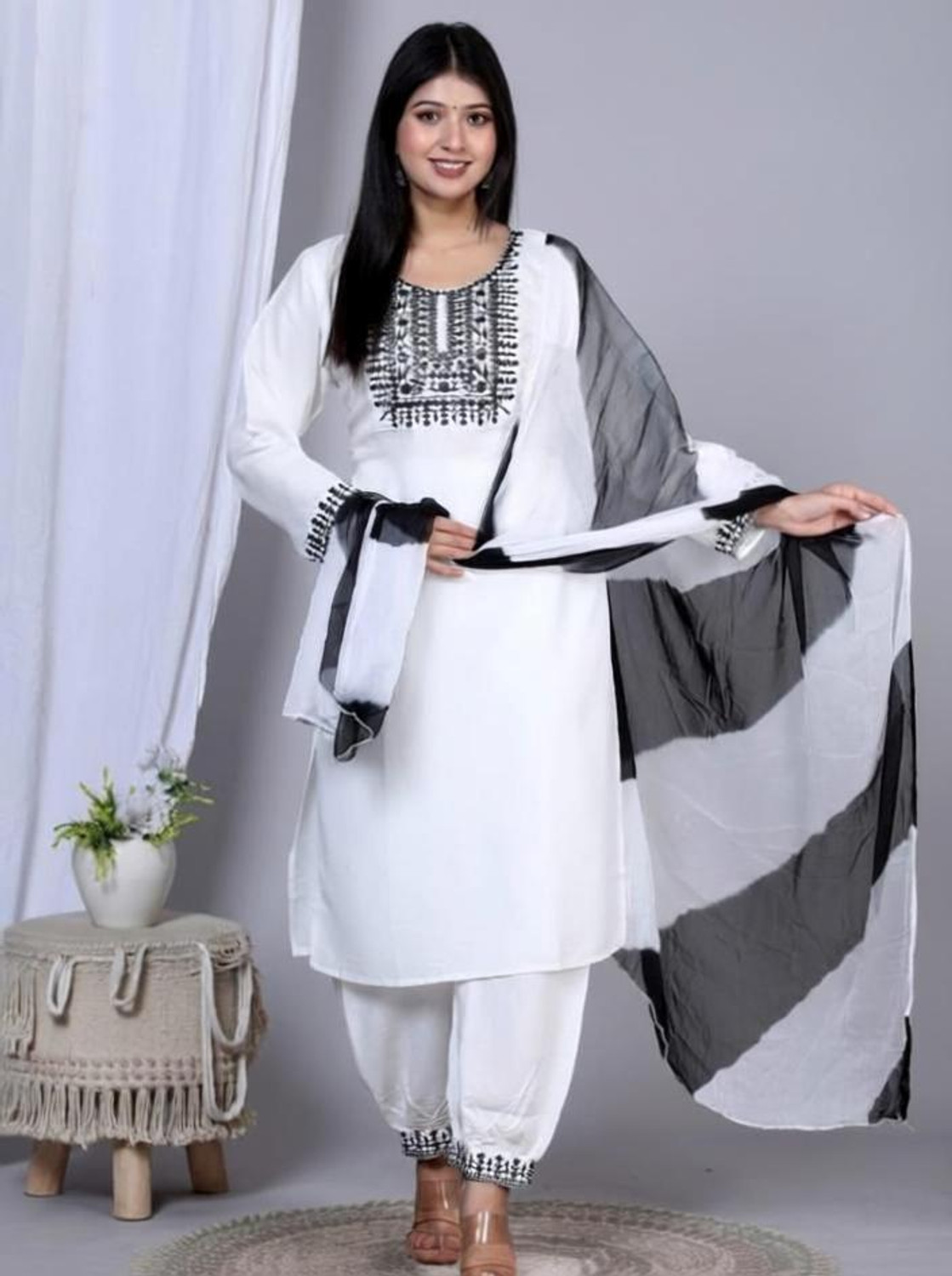 Image of MKCD FASHION Women Viscose Rayon Kurta Palazzo Dupatta Set