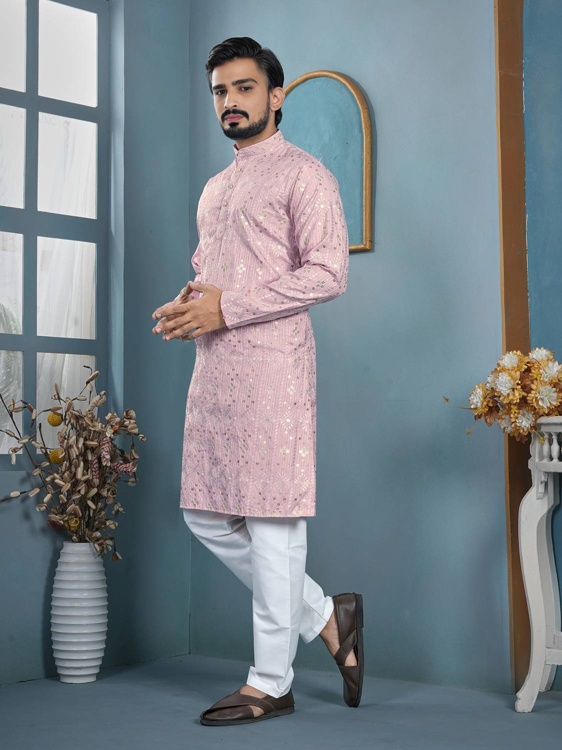 ellark Men Kurta Pyjama Set - Image 3
