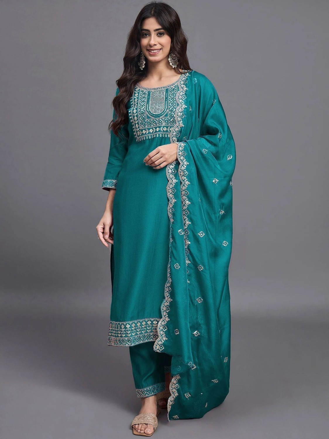 Image of Pink She Women Kurta Pant Dupatta Set