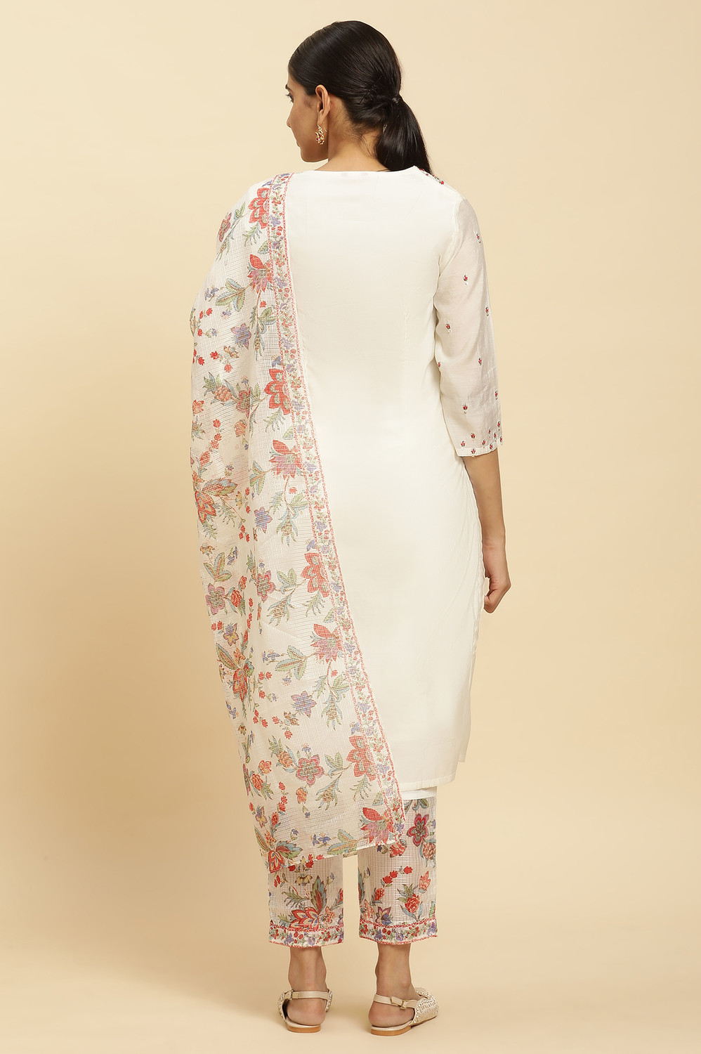 Image of Women Viscose Rayon Kurta Pant Dupatta Set