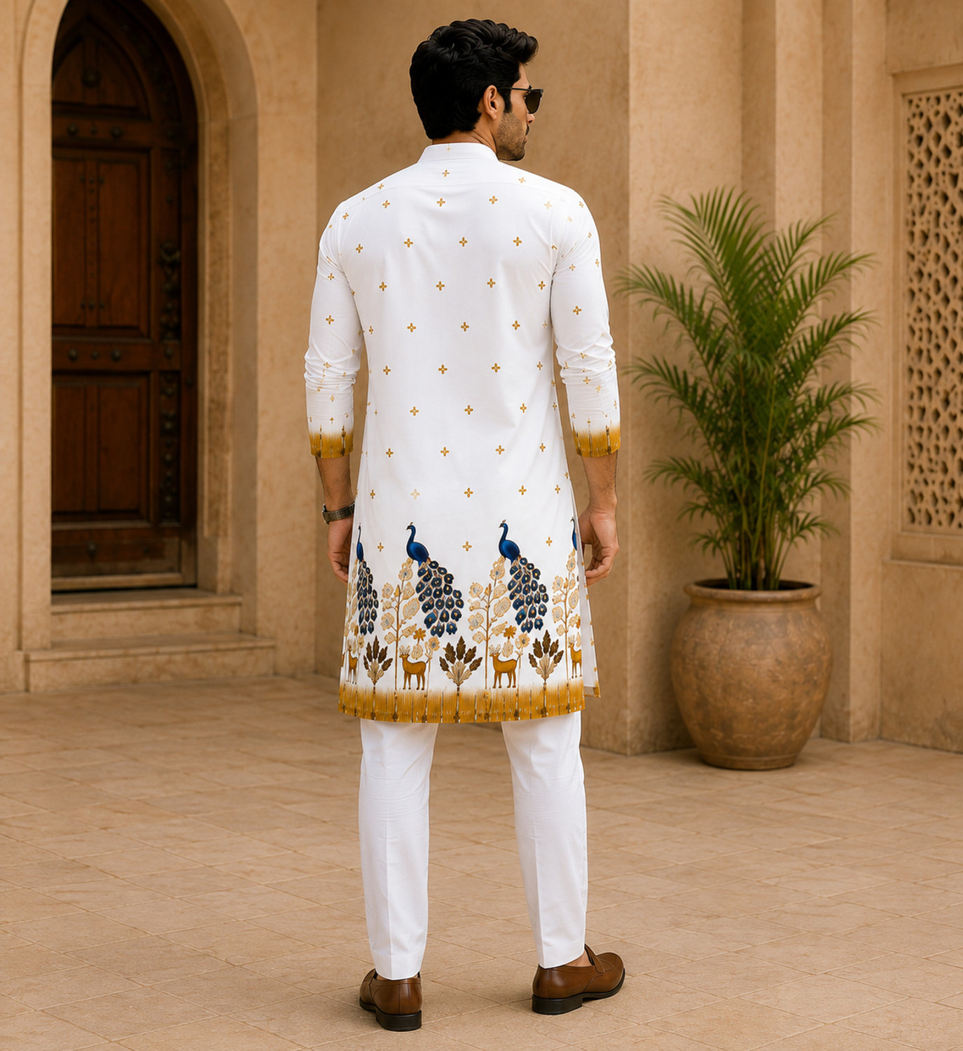 Image of MENTIFIC Men Cotton Rayon Kurta Pyjama Set