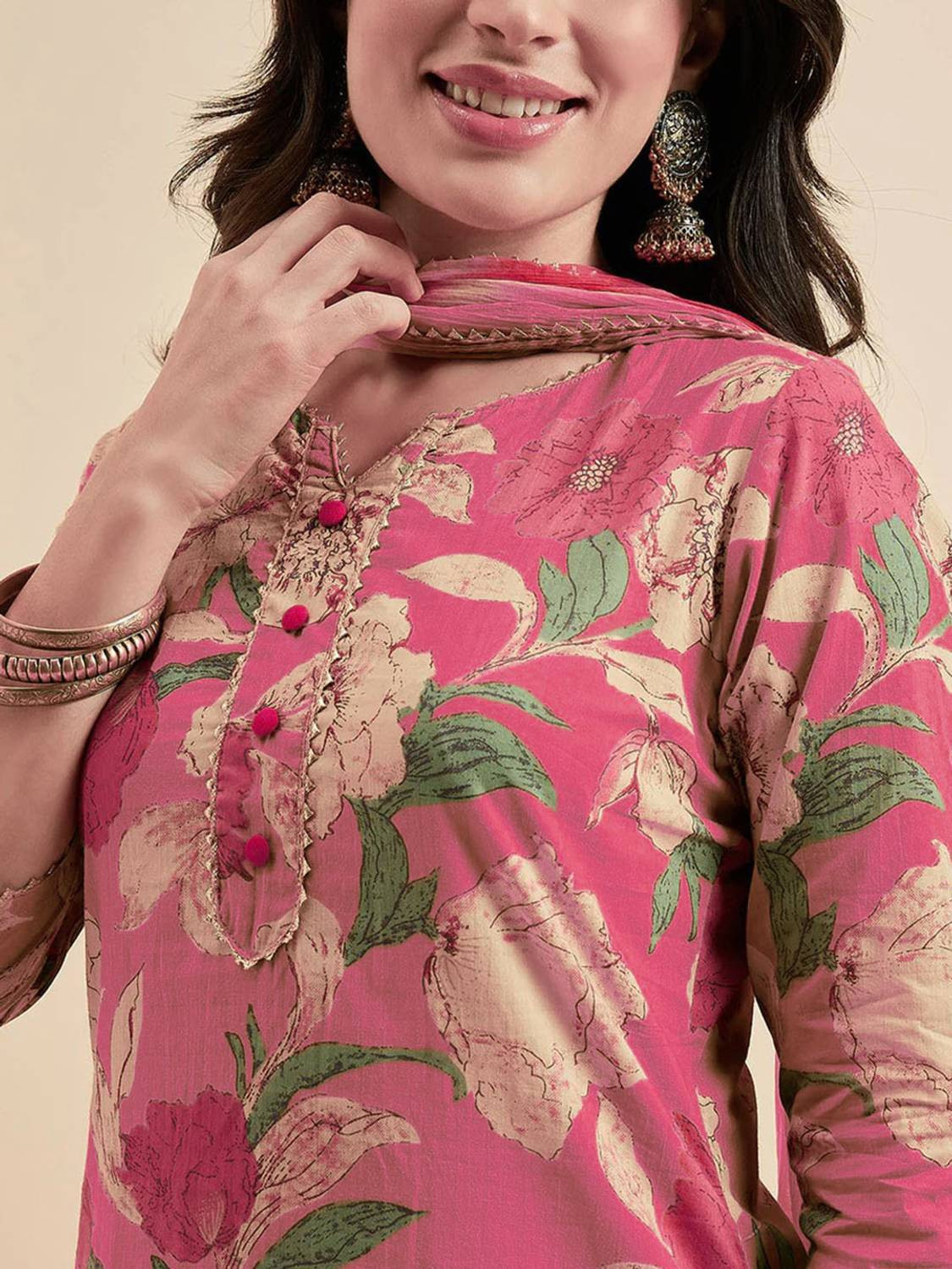 Image of FABUNNA COTTON Women Kurta Pant Dupatta Set