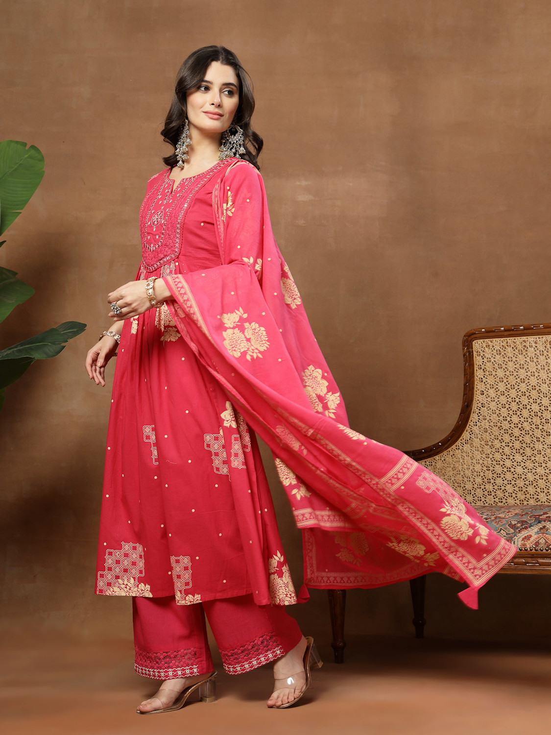 Image of KIMAYRA Women Kurta Palazzo Dupatta Set