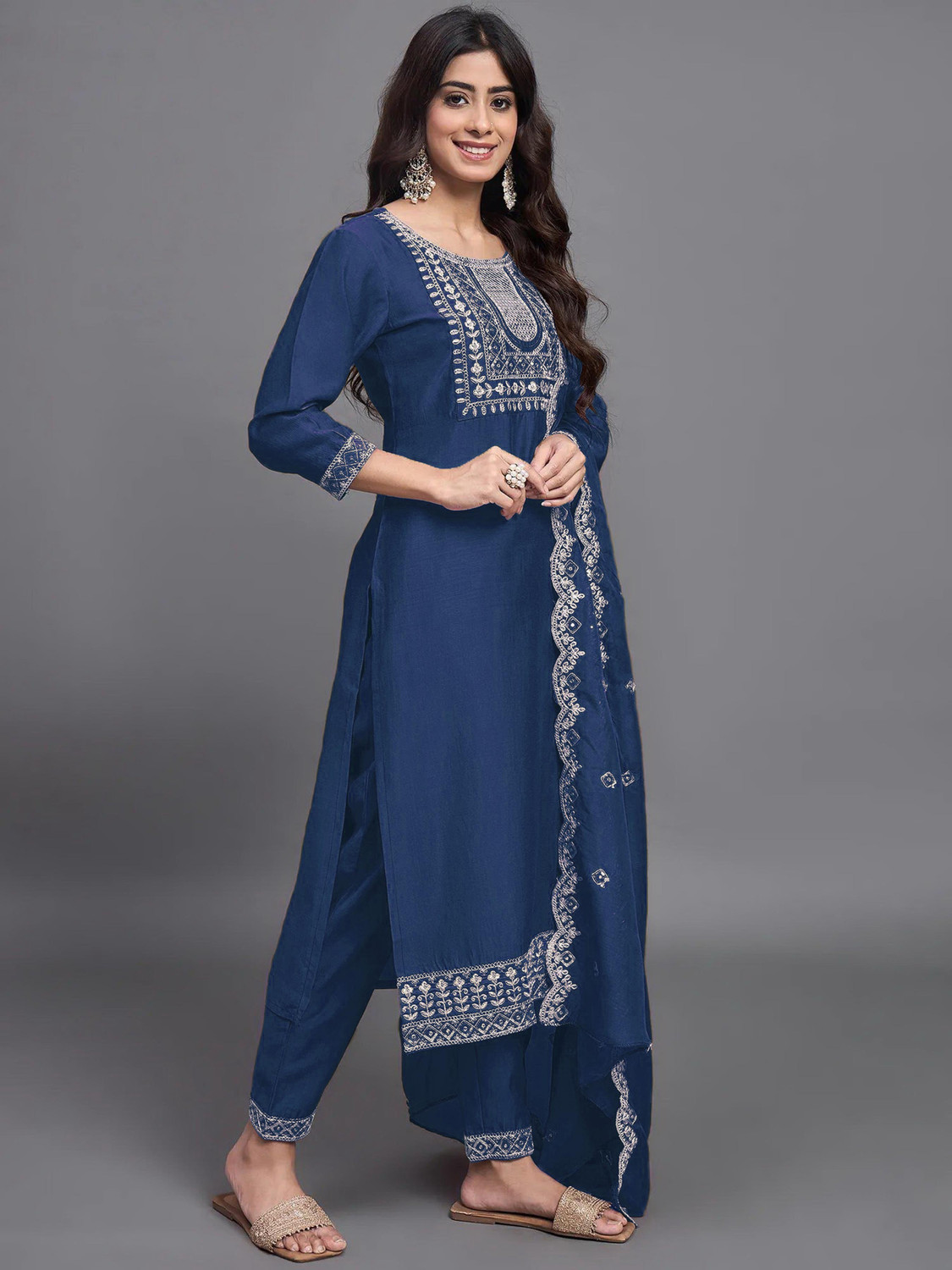 Image of Shree Ramkrishna Fab Women Kurti Pant Dupatta Set