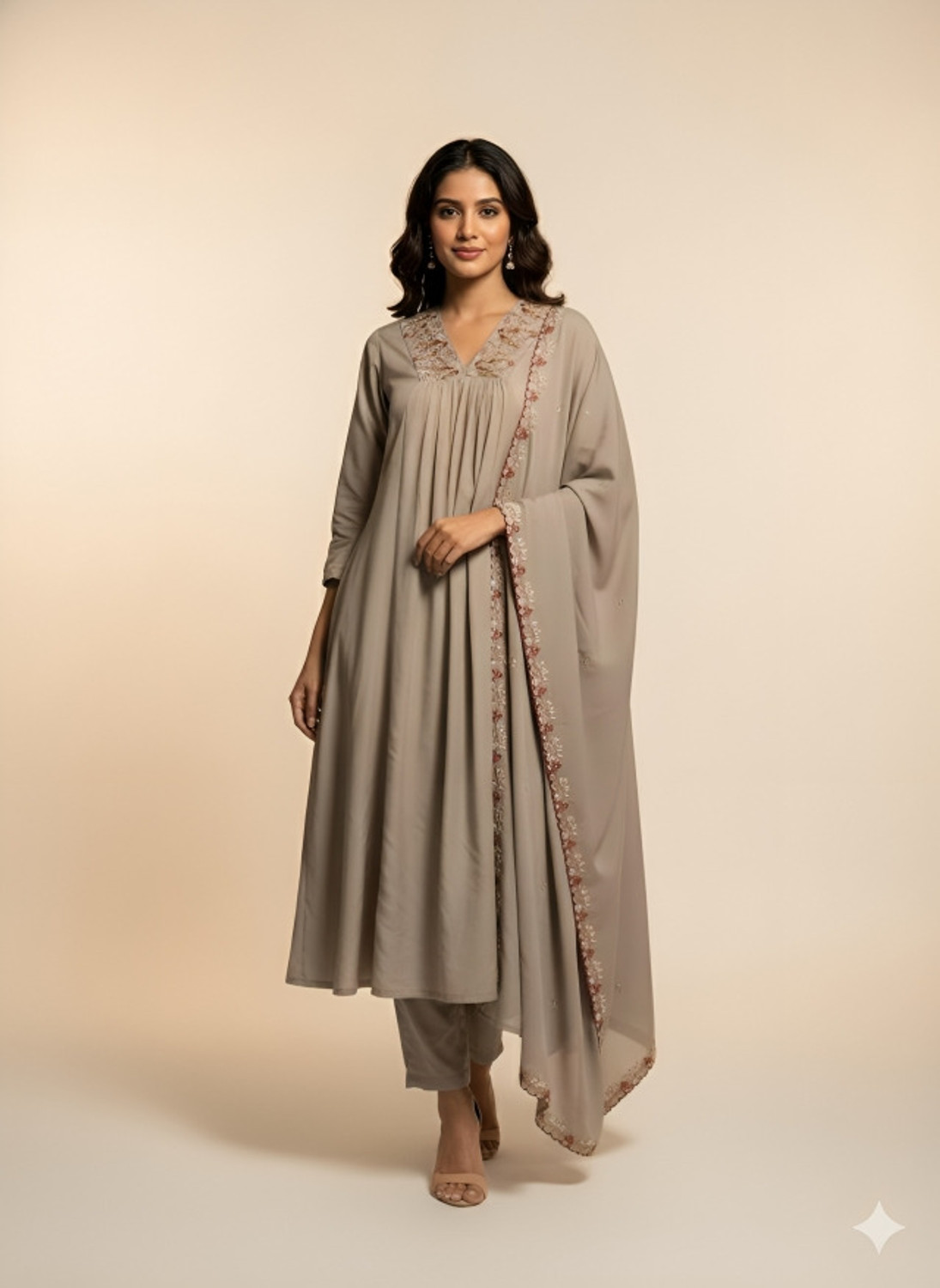 Image of New Ethnic 4 You Embroidered Kurta, Trouser /Pant & Dupatta Set
