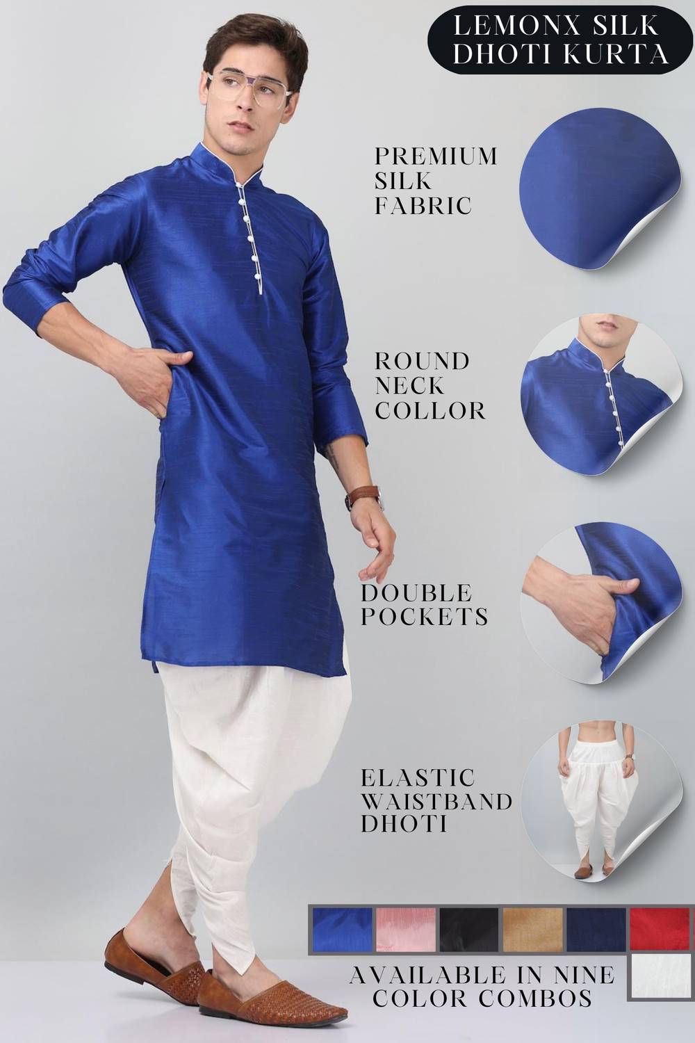 LEMONX Men Kurta Dhoti Set