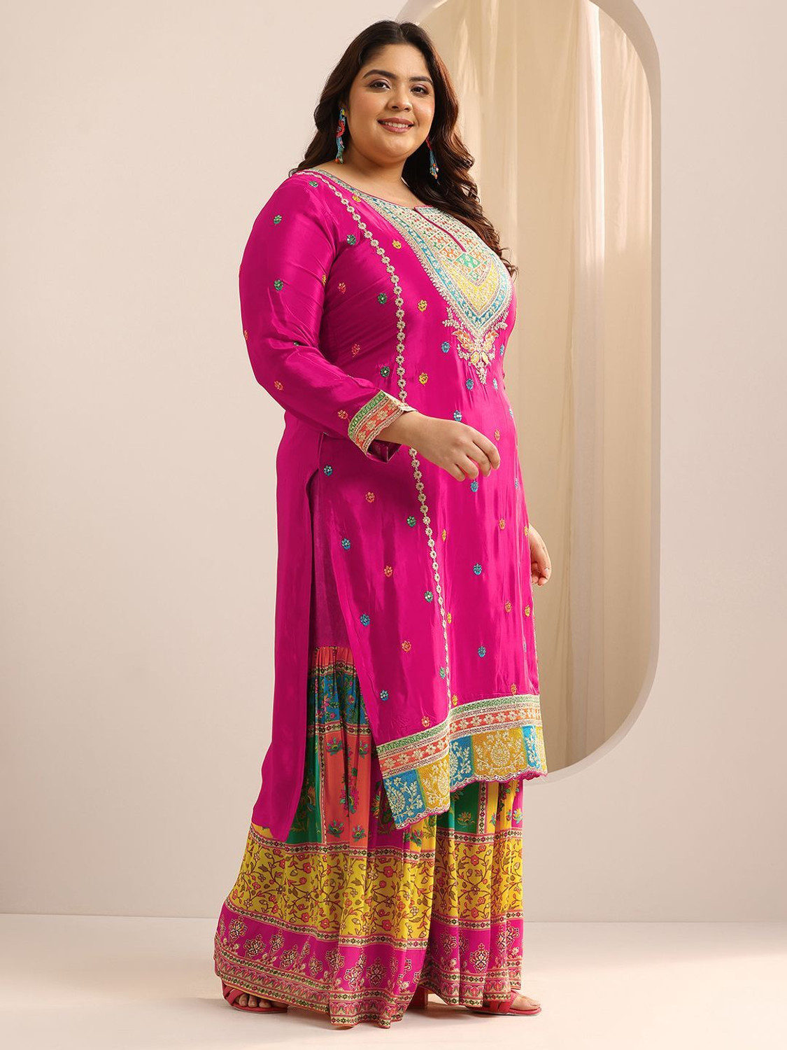 Image of EXTRA LOVE BY LIBAS Women Kurta Sharara Dupatta Set
