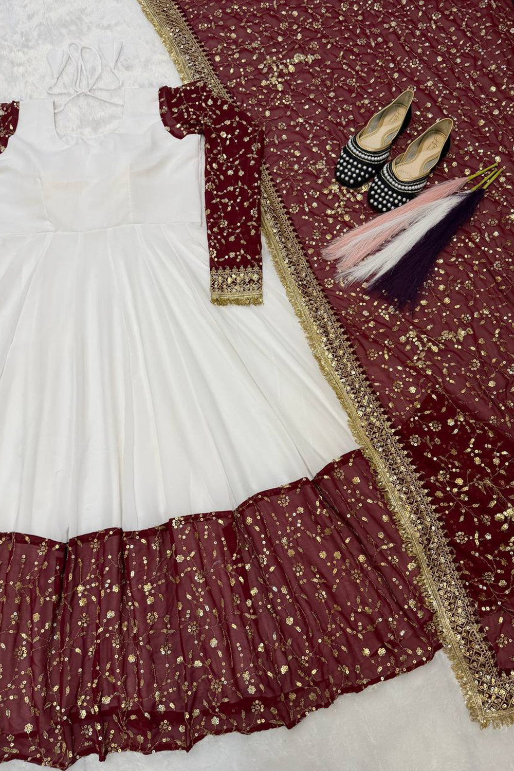 Image of IYALAFAB Women Ethnic Top Pant Dupatta Set