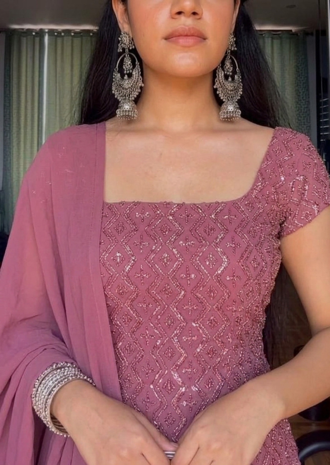 Image of KHODIYAR ENTERPRISE Women Ethnic Top Palazzo Dupatta Set