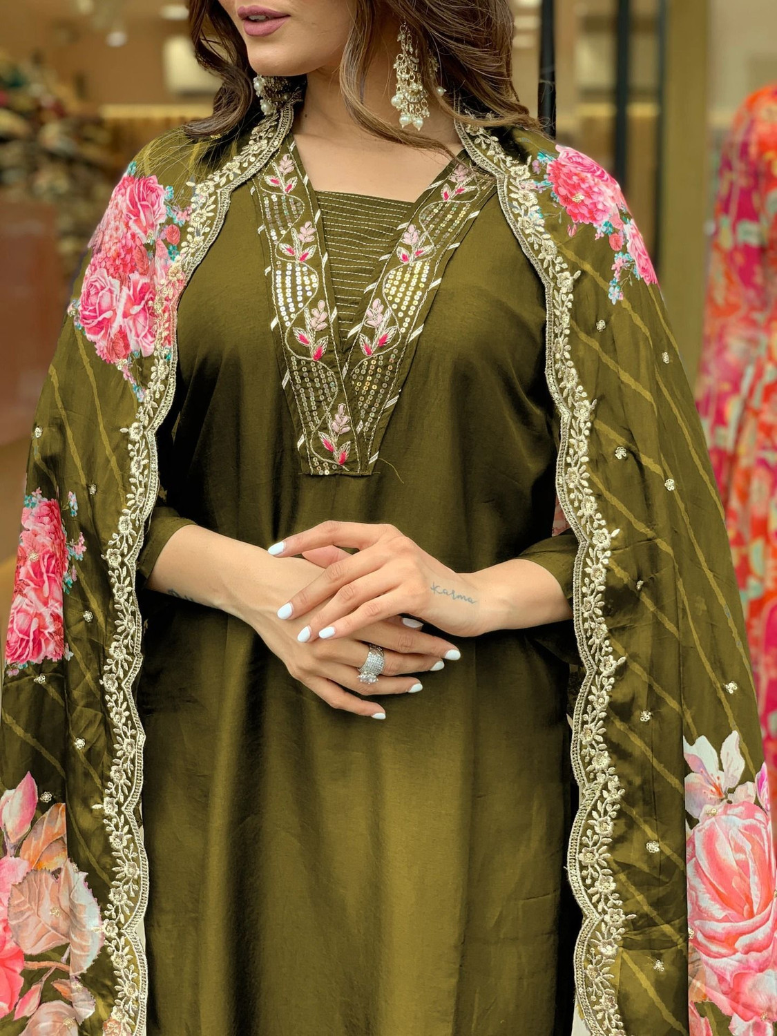 Image of Pink She Women Kurta Pant Dupatta Set