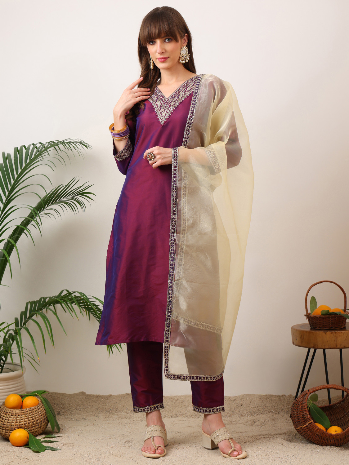 Image of FabFairy Women Kurta Pant Dupatta Set