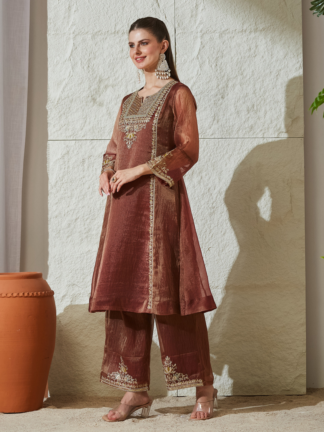 Image of MOKOSH Women Kurta Palazzo Dupatta Set